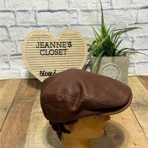 Crowncap Leather Driving Hat Brown Cap Size M Leather Ivy cap